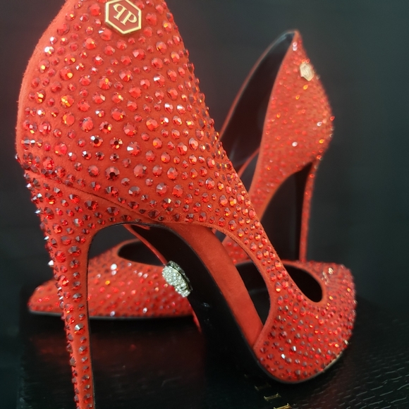 π₯HPπ₯Philipp Plein Red Jeweled Stiletto - Picture 9 of 15